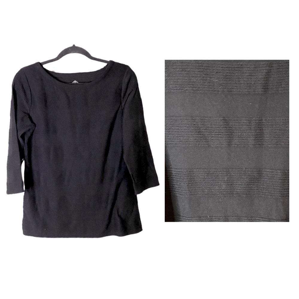 St. John’s Bay Black Long Sleeve Ribbed Sweater Size Medium